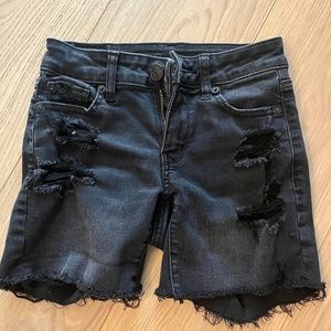 American eagle black denim long shorts size 000